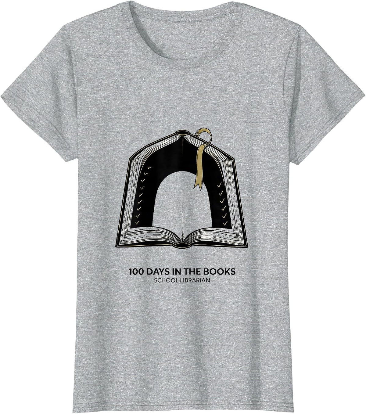 Women's 100 Days In The Books School Librarian T-Shirt - Heather Grey
