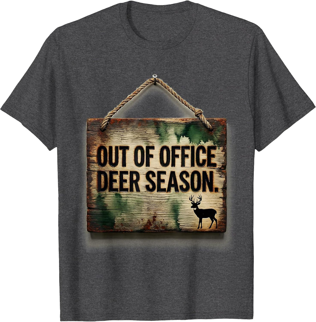 Out Of Office Deer Season Vintage Hunting Dad Gift T-Shirt - Dark Heather Grey