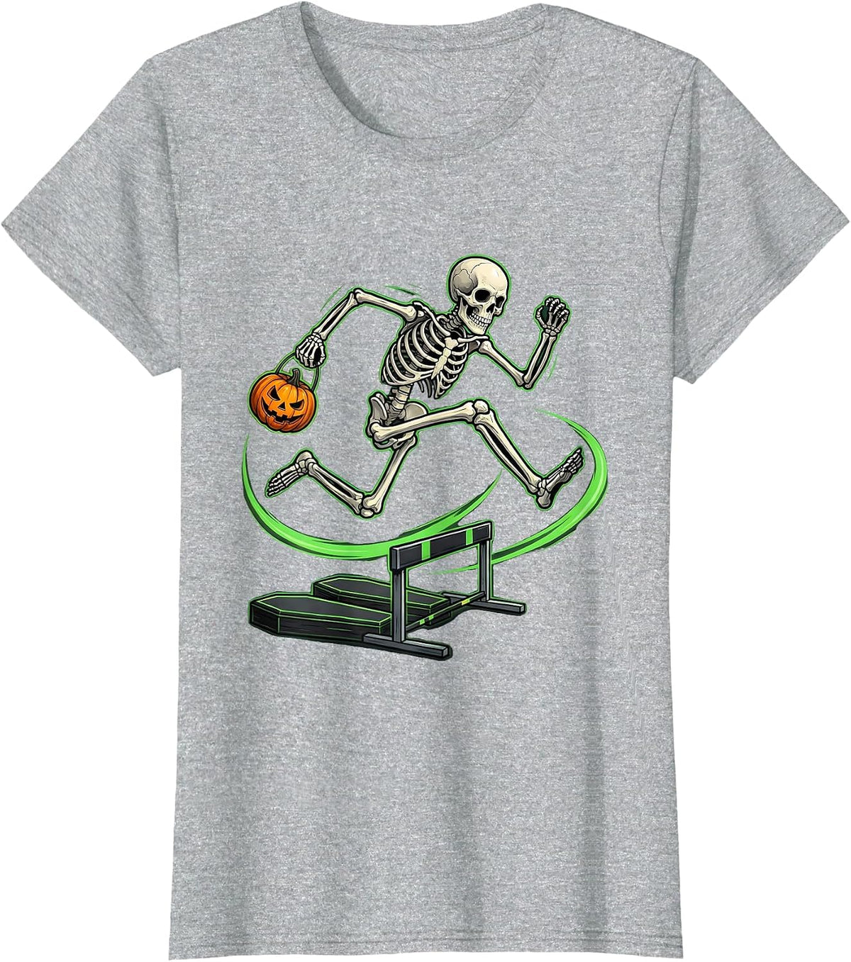 Women's Skeleton Runner Halloween 5K Fun Run Matching Costume T-Shirt - Heather Grey