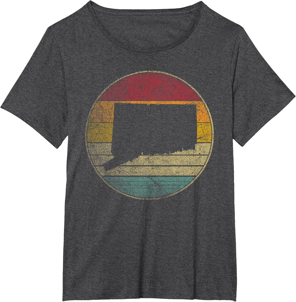 Connecticut Vintage Retro Style Distressed 70s 80s Novelty T-Shirt - Dark Heather Grey