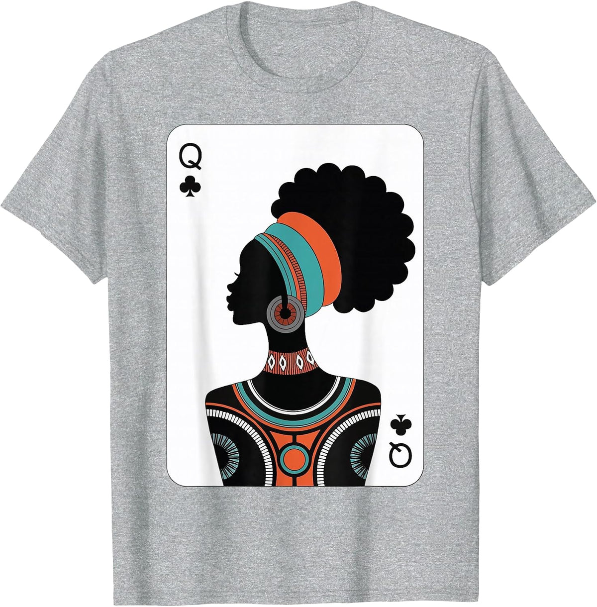 Black Woman Queen Card T-Shirt - Heather Grey