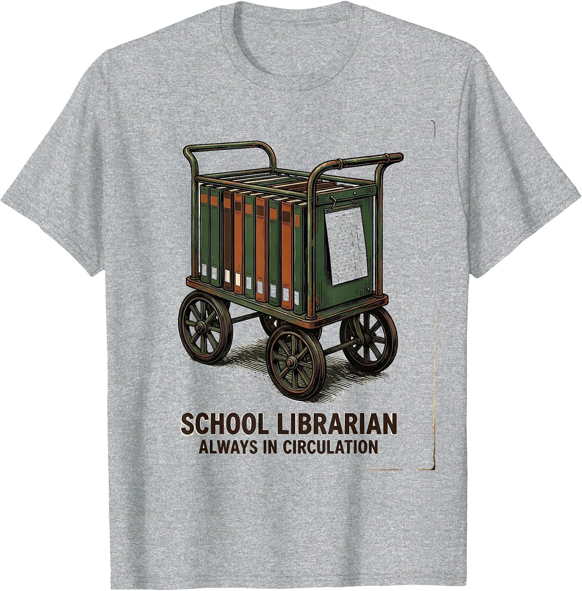 Men's School Librarian, Always In Circulation Vintage T-Shirt - Heather Grey