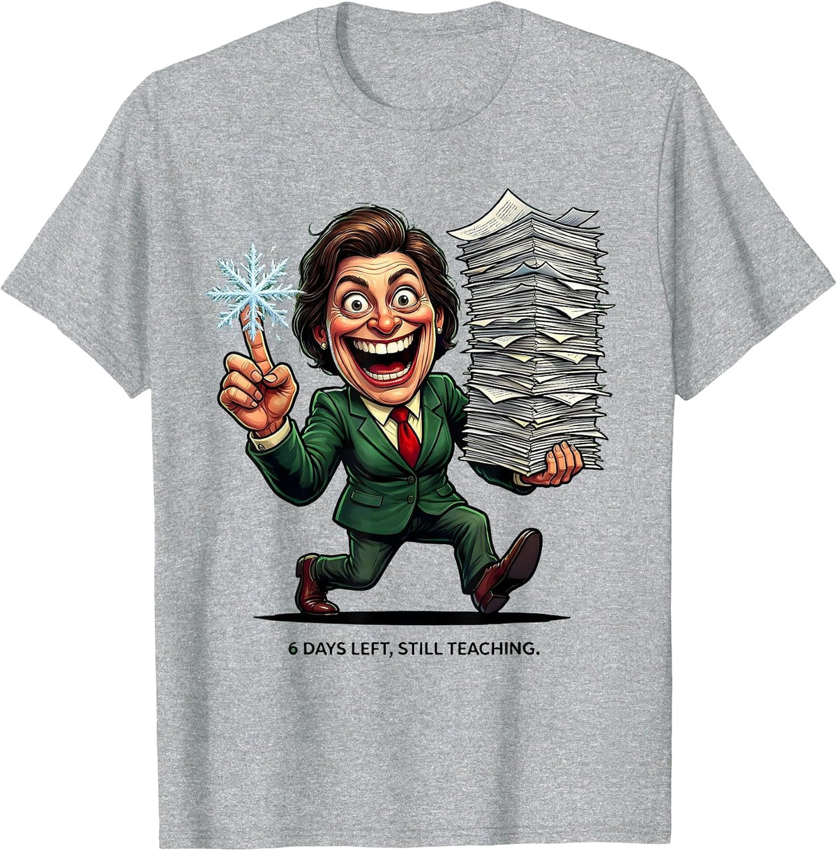 Men's 6 Days Left Still Teaching Funny Teacher Christmas Break T-Shirt - Heather Grey