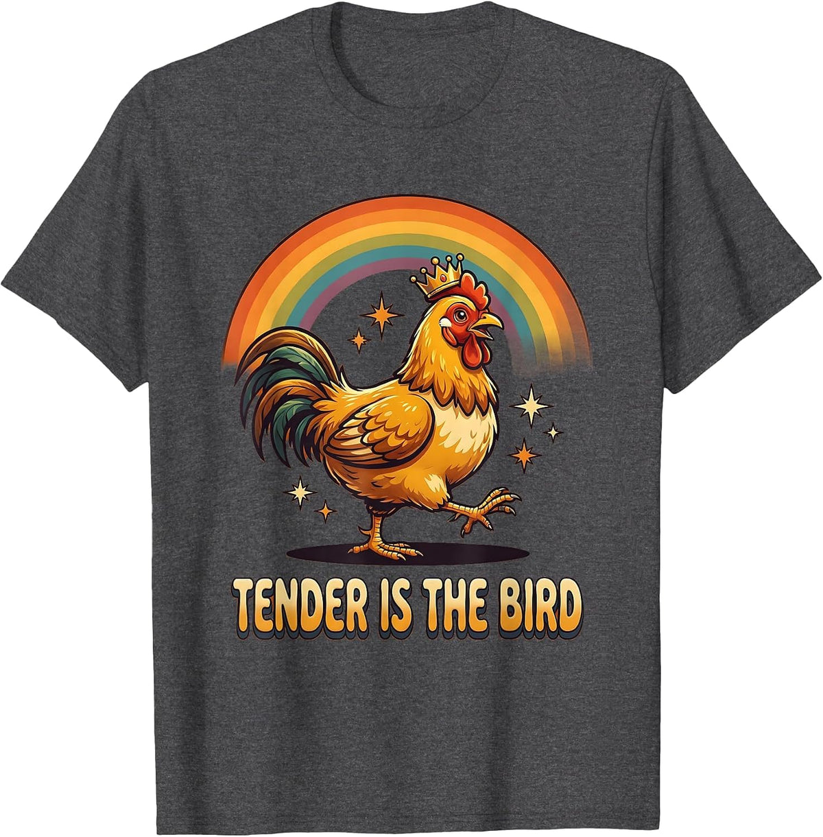 Tender Is The Bird Retro Chicken Design T-Shirt - Dark Heather Grey