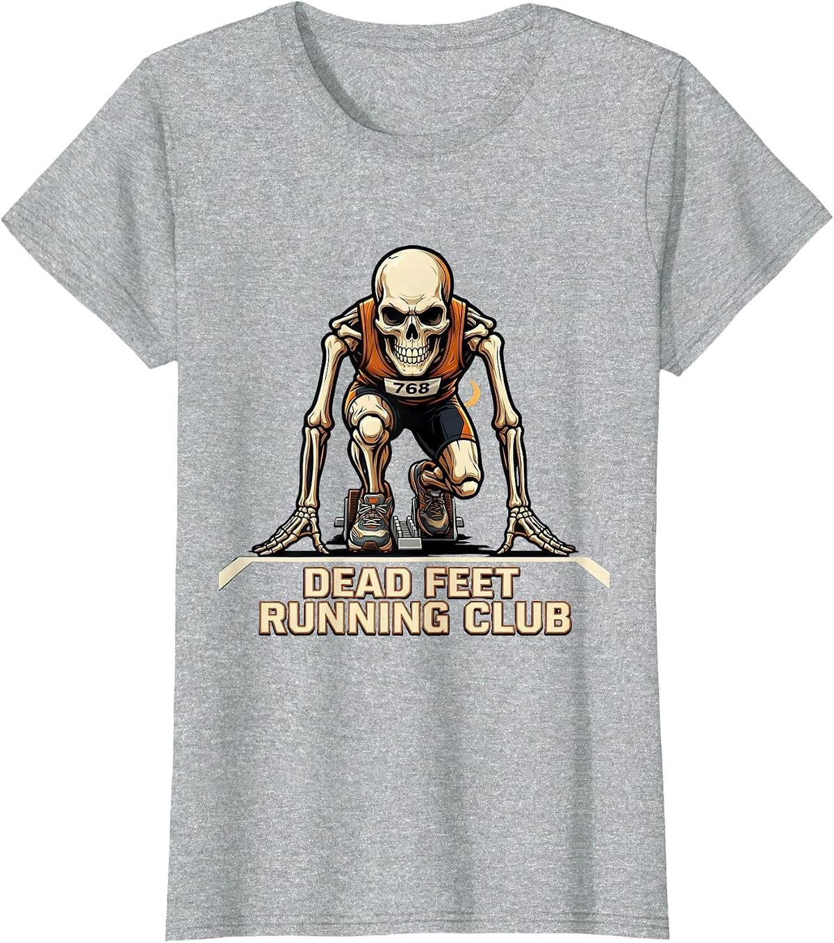 Dead Feet Running Club Funny Halloween Runner Costume T-Shirt - Heather Grey