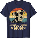 Vintage Airedale Terrier Mom Dog Lovers Mother’s Day T-Shirt - Navy Blue
