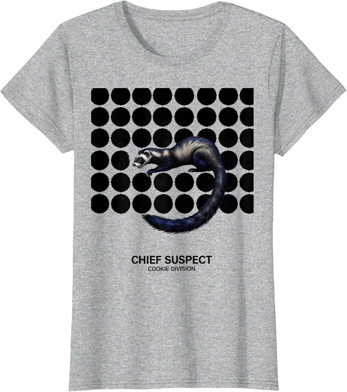Chief Suspect Cookie Division Funny Ferret Lover Gift T-Shirt - Heather Grey