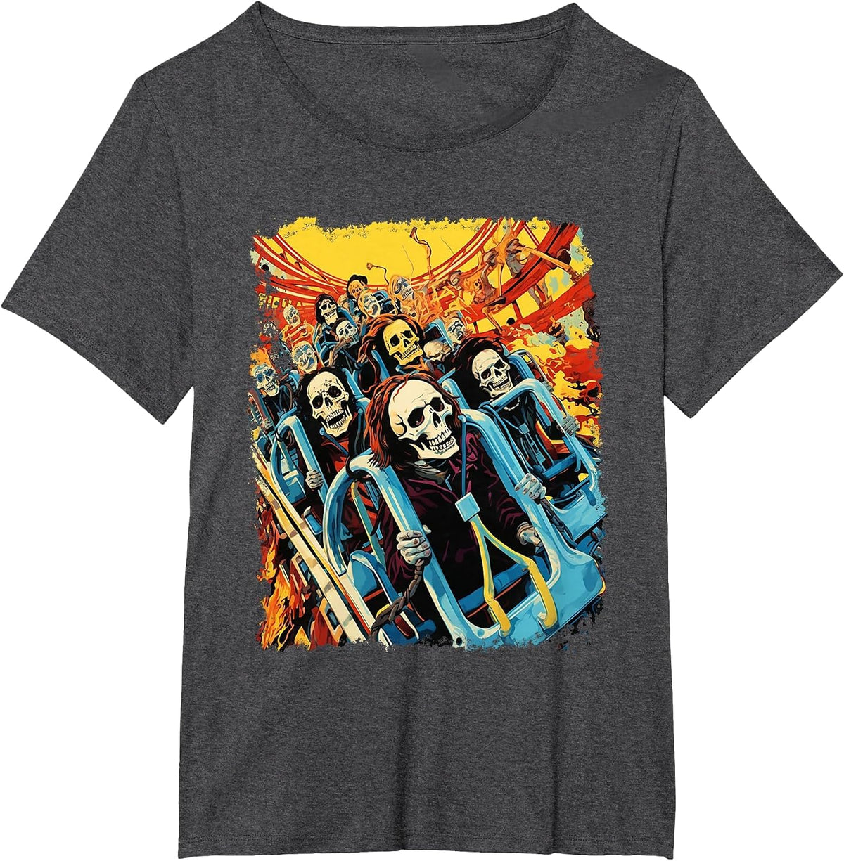Skeleton Roller Coaster T-Shirt - Dark Heather Grey