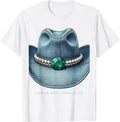 Men's Denim and Emeralds Cowgirl Glam Western Fashion T-Shirt - White