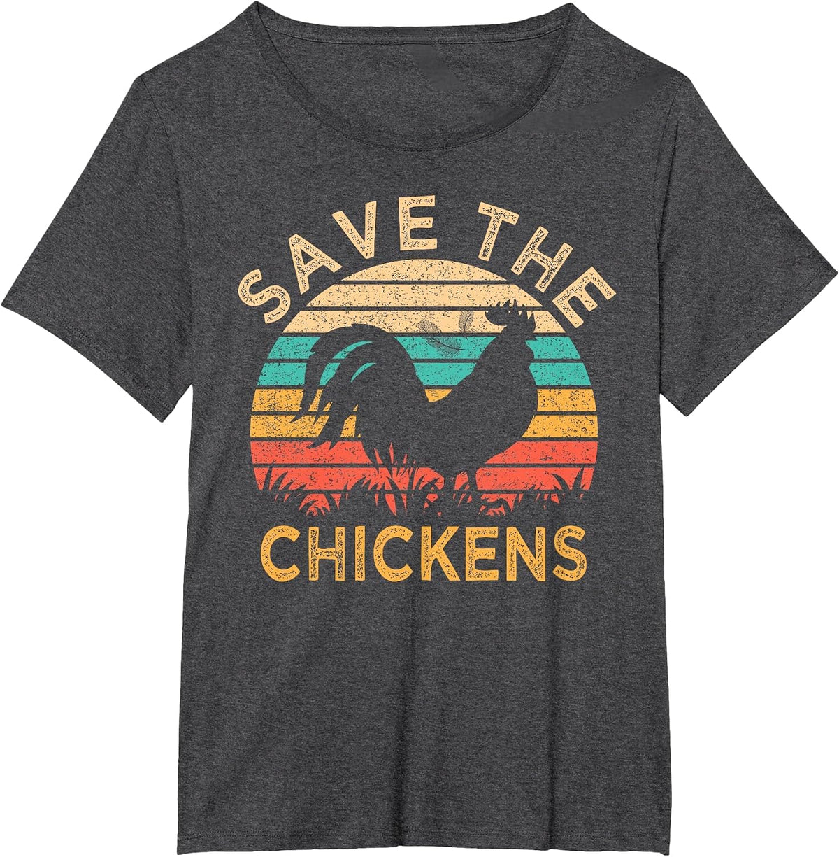 Save The Chickens Funny Vegetarian Vegan Chicken Lover T-Shirt - Dark Heather Grey