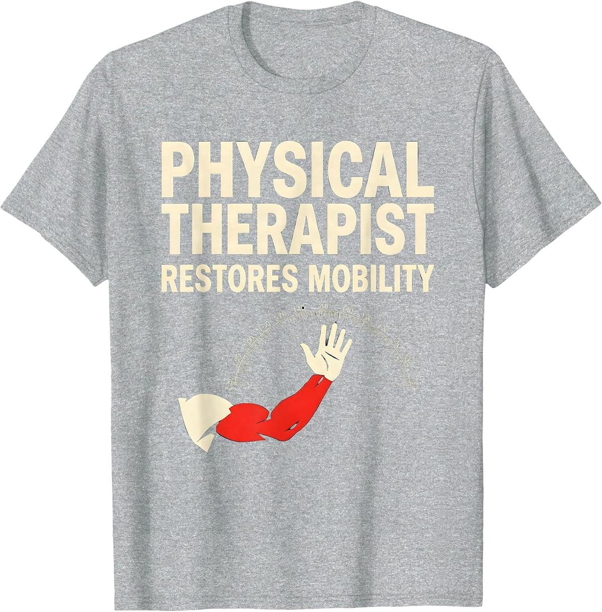 Men's Physical Therapist Restores Mobility Stencil Graphic PT Gift T-Shirt - Heather Grey