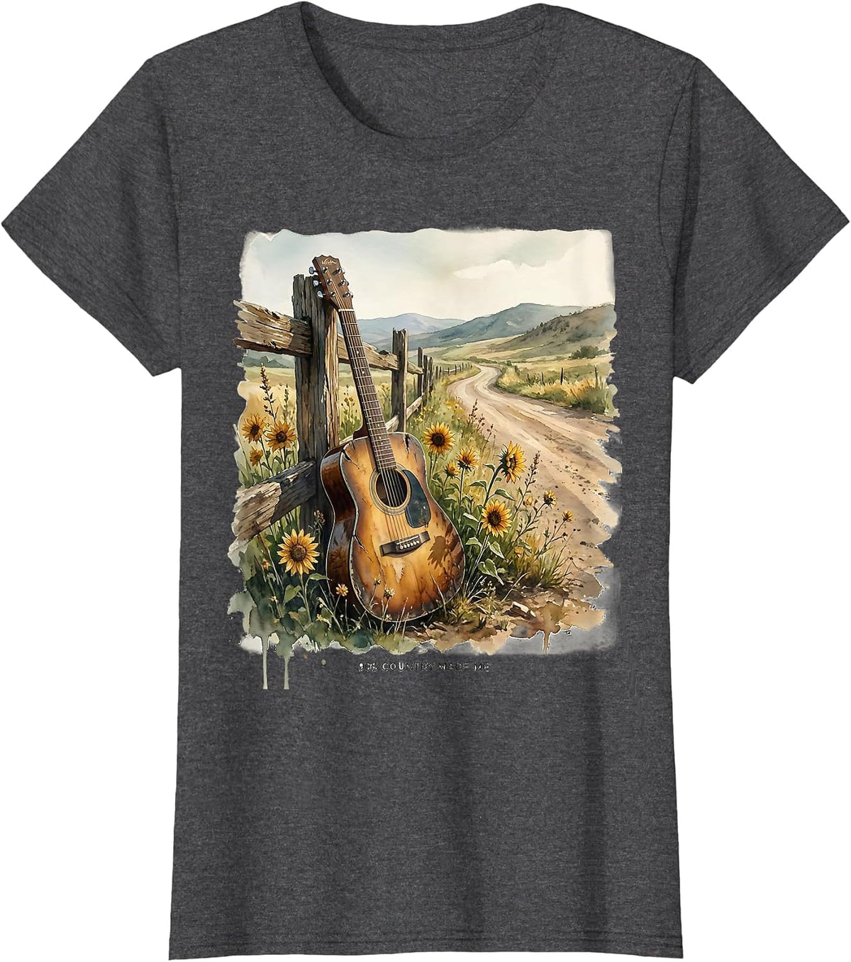 Women's 90s Country Made Me Nostalgic Music Design T-Shirt - Dark Heather Grey