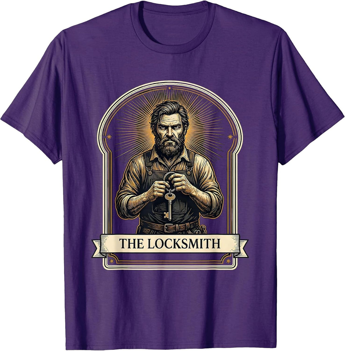 The Locksmith Tarot Card Funny Occupation Parody Gift T-Shirt - Purple