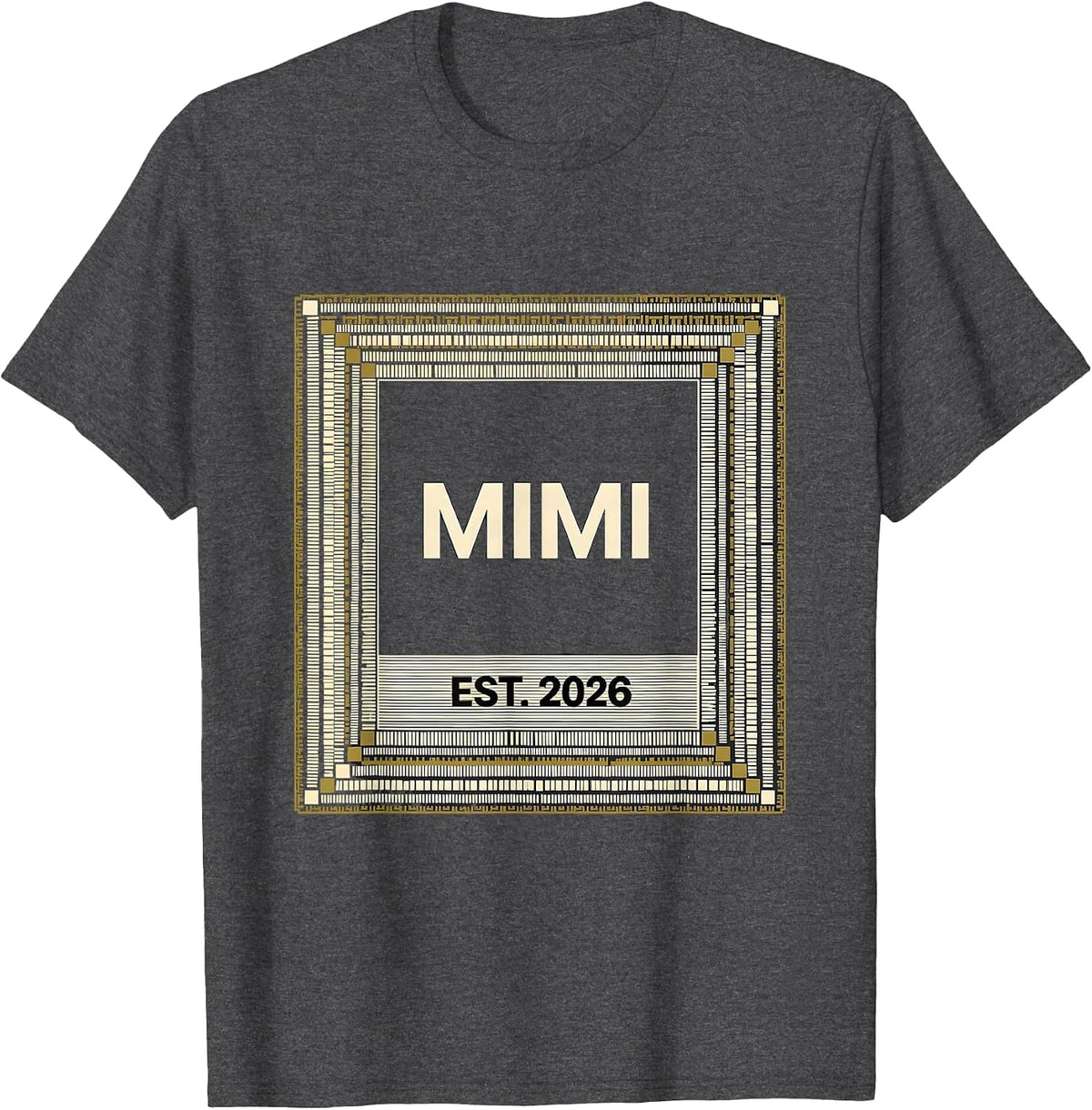 Mimi Est. 2026 Minimalist Elegant Font Family Keepsake T-Shirt - Dark Heather Grey