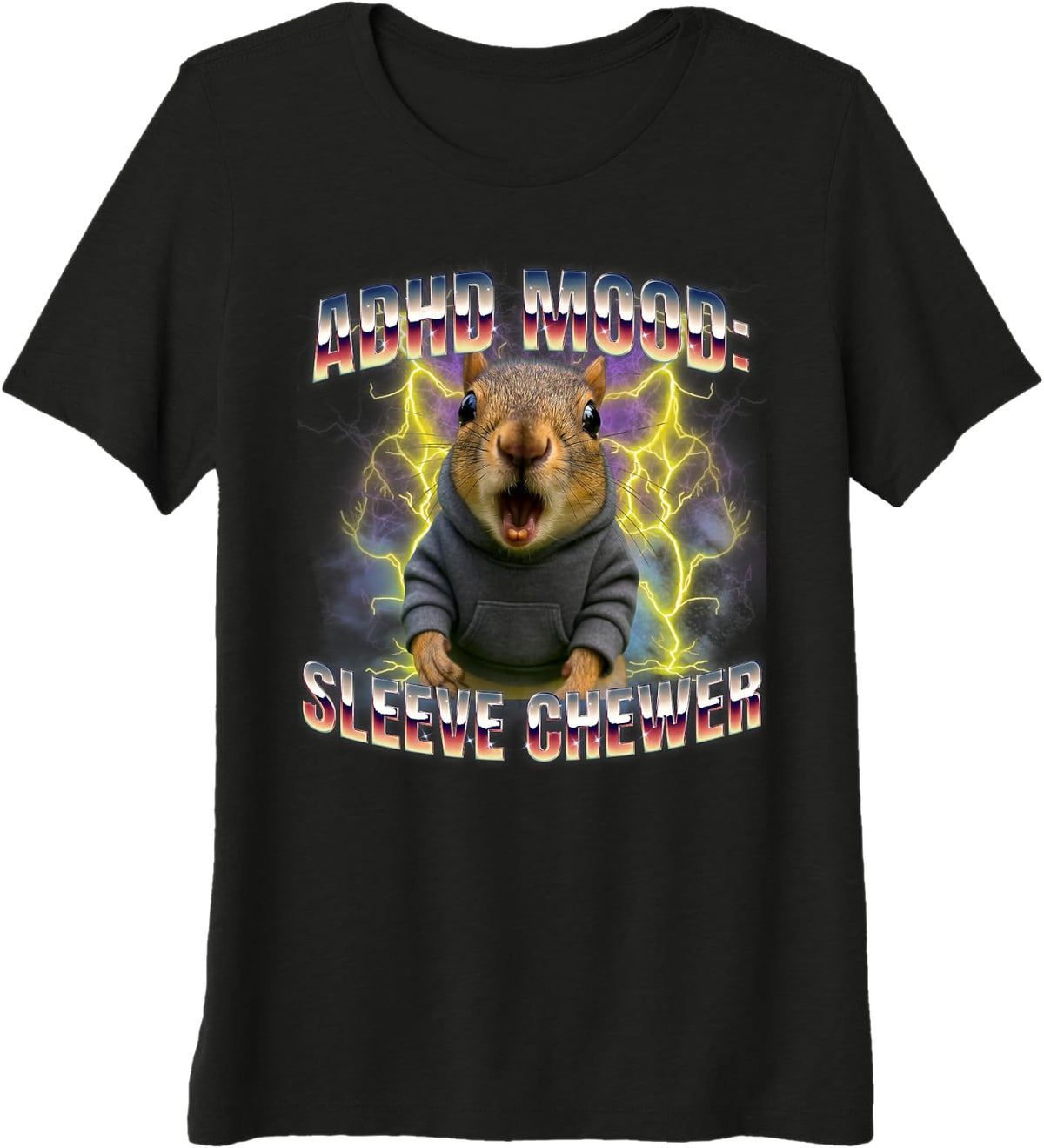 ADHD Mood Sleeve Chewer Neurodiversity Funny ADHD Stim Premium Tri-Blend T-Shirt - Black