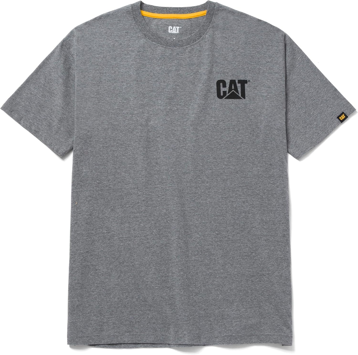 CAT Men's Trademark T-Shirts with Shape-Retention Rib Trim Spandex, Tagless Neck, and Cat Logo on Left Chest - Dark Heather