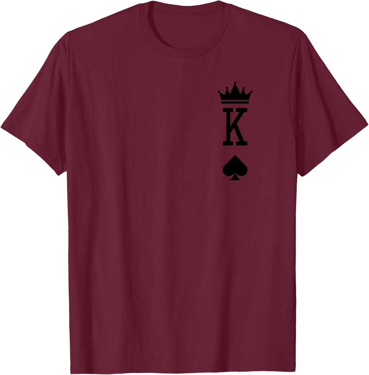 King of Spade Playing Card Vintage Crown Mens T-Shirt - Burgundy