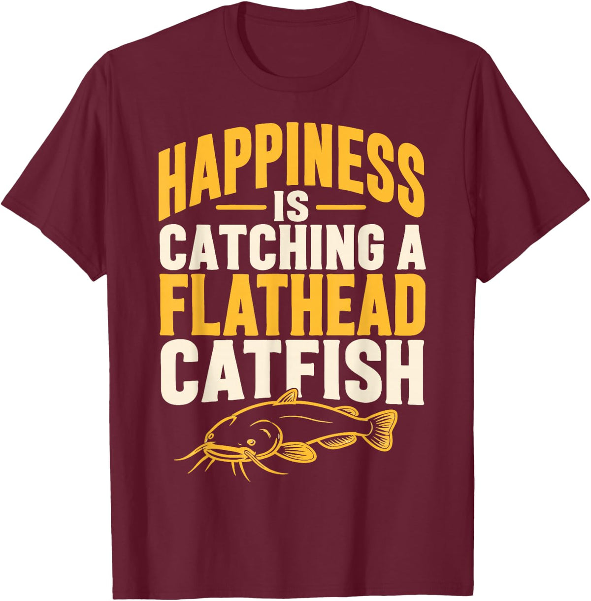 Catfish Angler Flathead Catfish Fishing T-Shirt - Burgundy