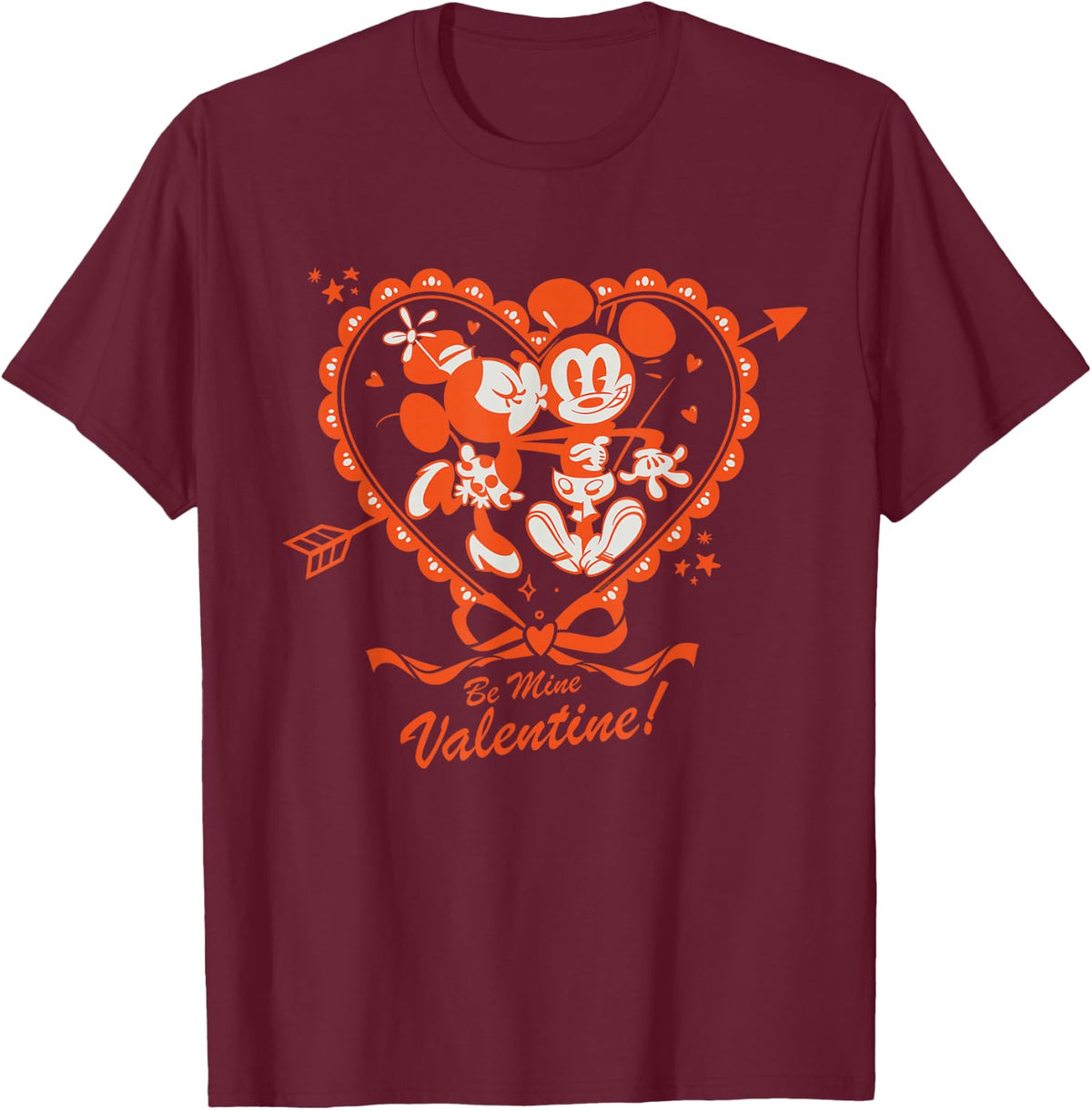 Disney Mickey & Minnie Valentine's Day Be Mine, Valentine! T-Shirt - Burgundy