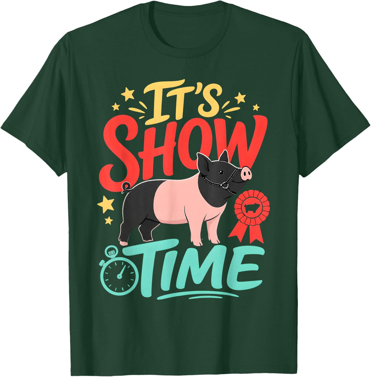 Cute Show Pig Livestock Swine Fair T-Shirt - Dark Green