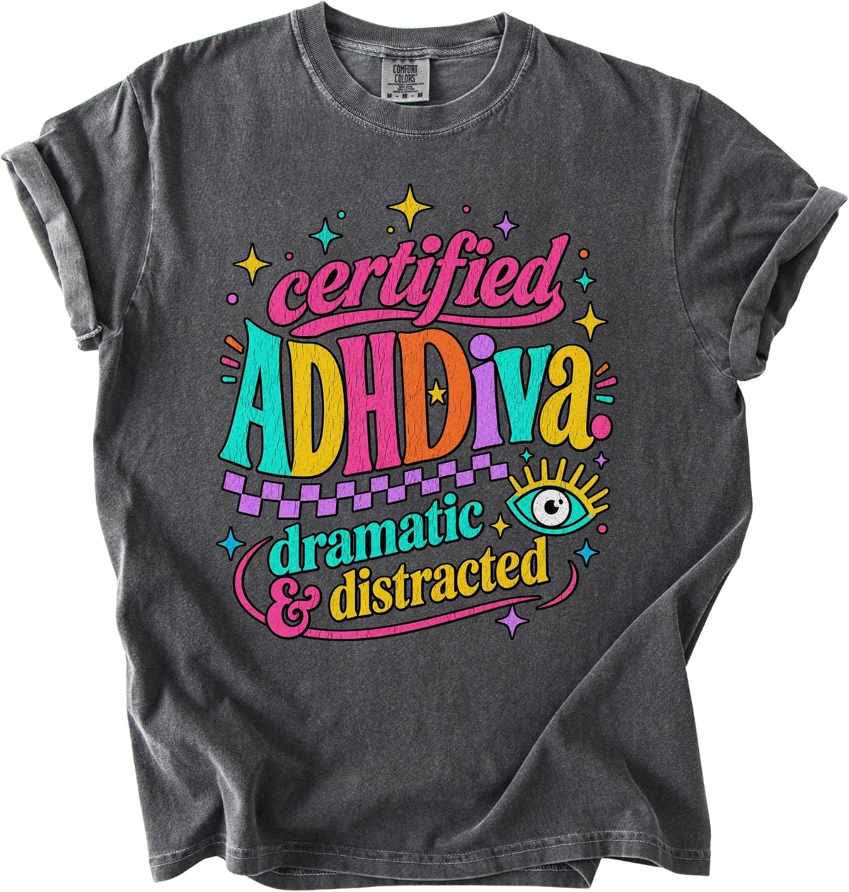 FITIN Neurodivergent T-Shirt, Certified ADHDiva Humor Statement Tee - Pepper 2