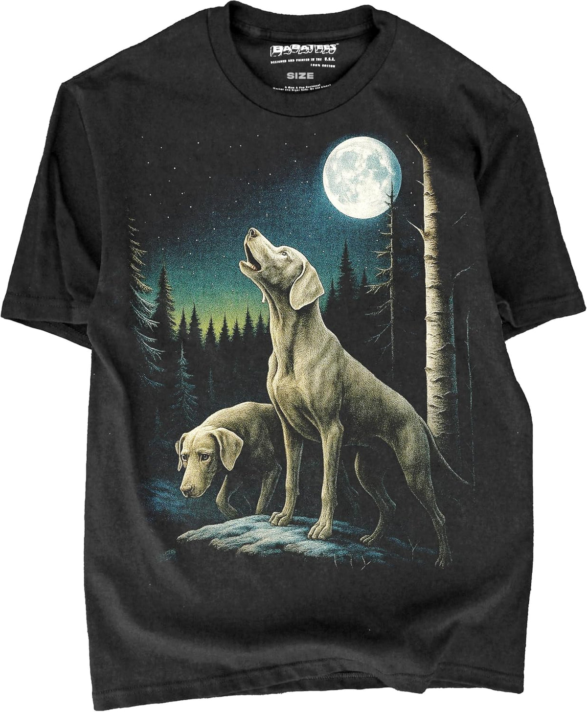 Shaka Wear USA MAX-Heavyweight Oversized 100% Faded Cotton 80s Dog Night Tshirt for Men & Women 7.5oz - Weimaraner D2