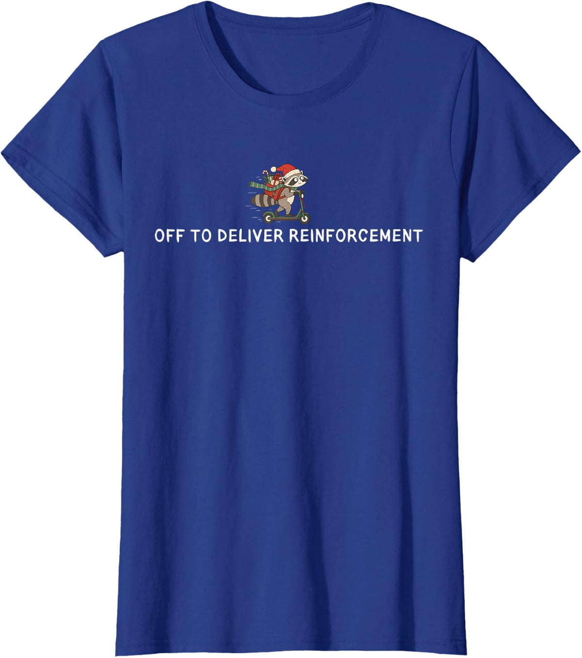 Off to Deliver Reinforcement Santa Raccoon ABA RBT Christmas T-Shirt - Royal Blue