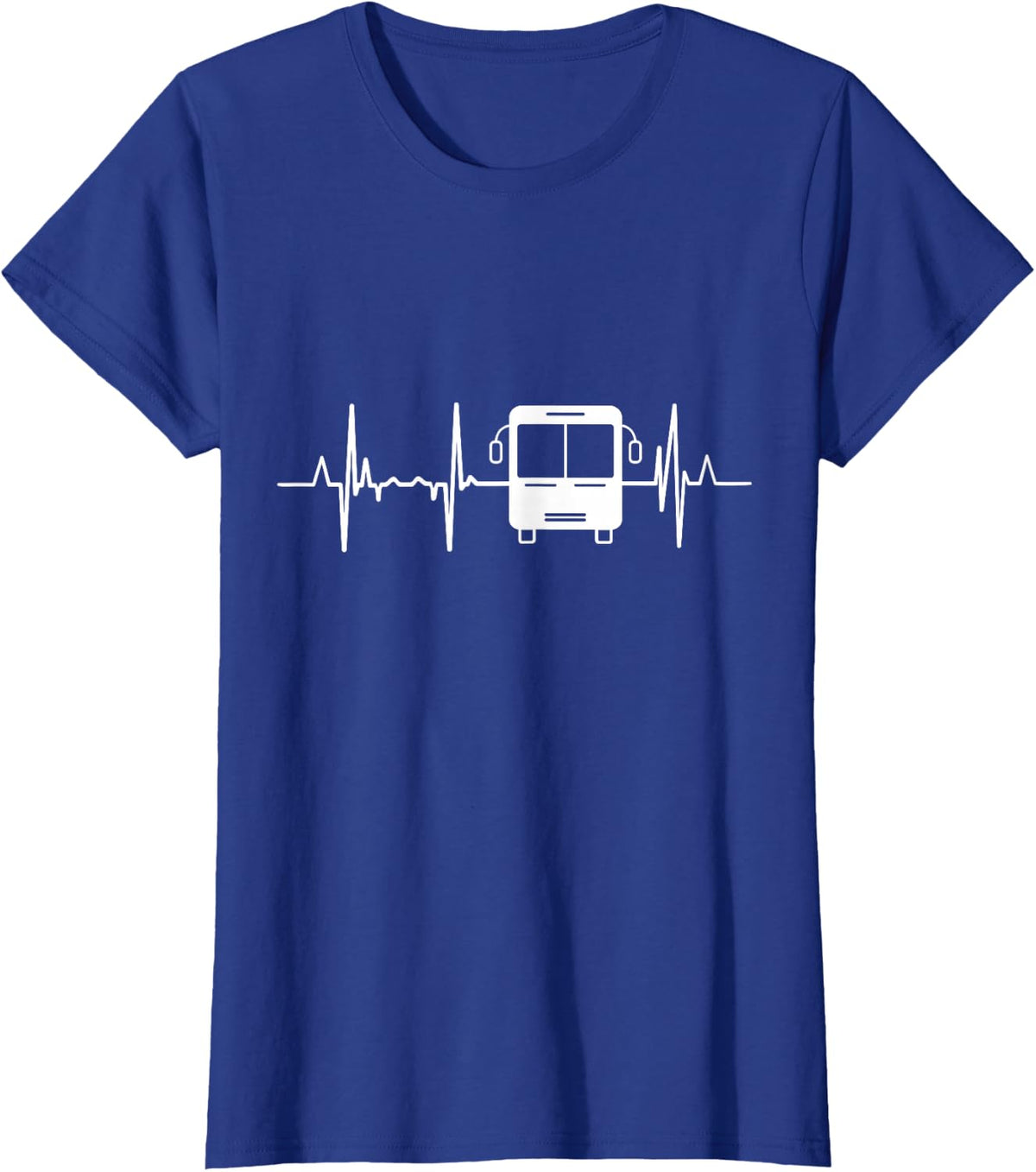 Bus Driver Heartbeat Bus Driver Gift Heart Line School Bus T-Shirt - Royal Blue