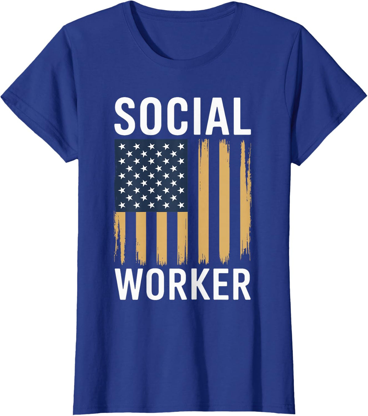 Social Worker American Flag Grunge T-Shirt - Royal Blue