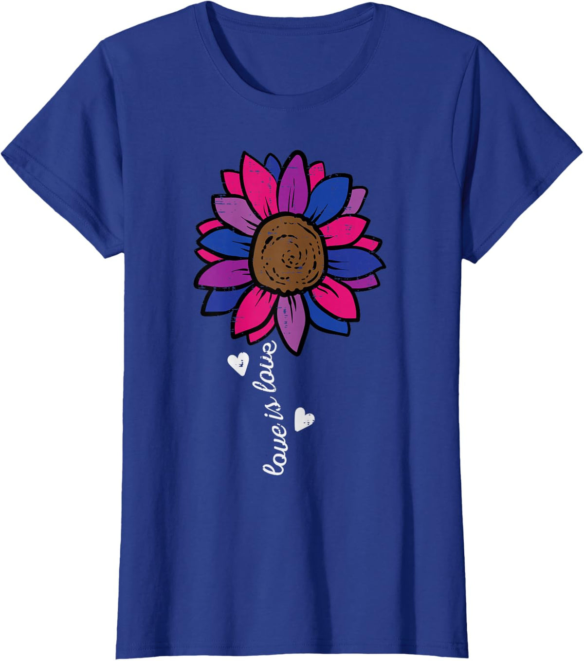 Bisexual Sunflower Love Is Love Bi Pride Flag Tees T Shirts LGBT Women Men - Royal Blue