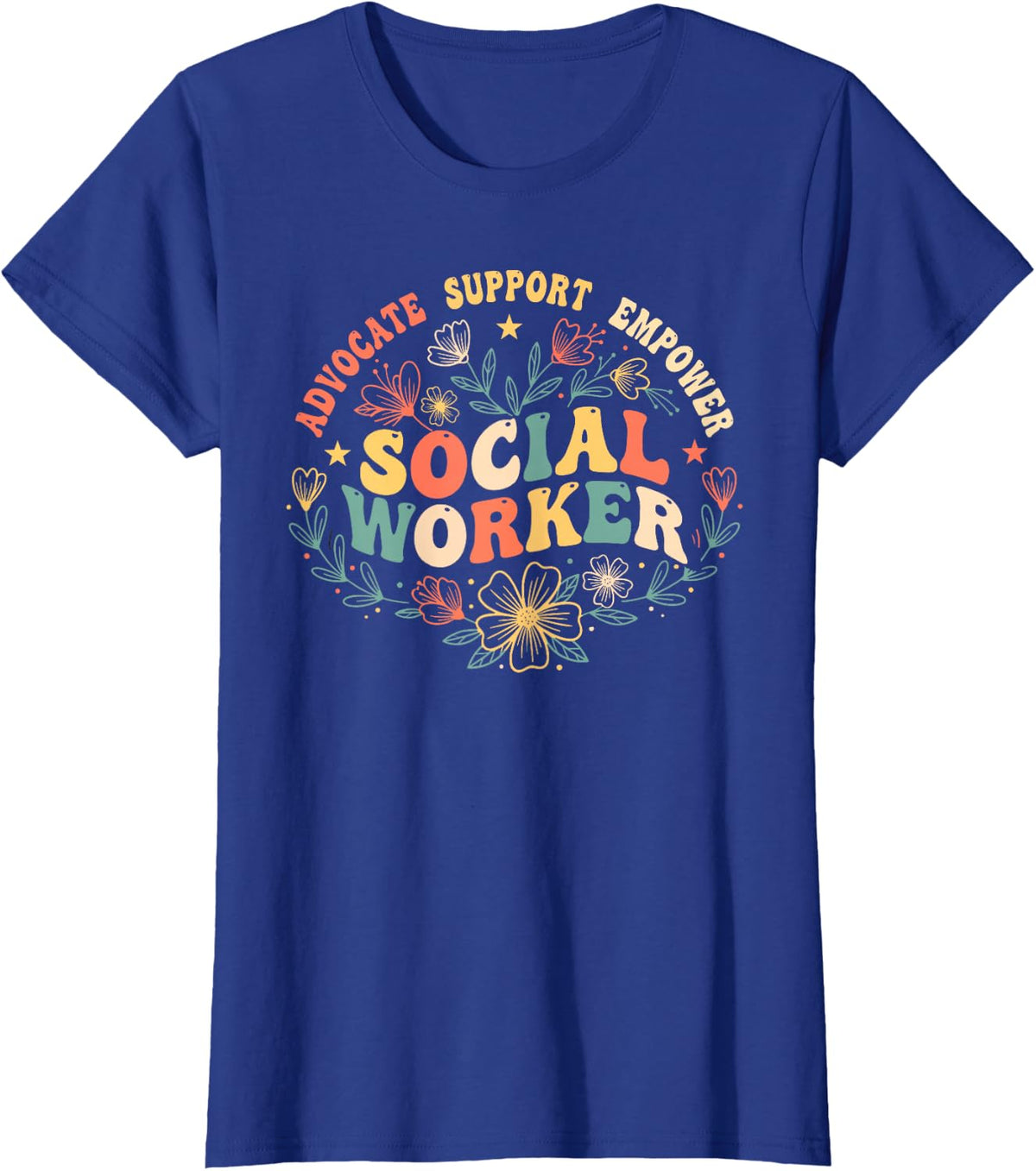 Social Worker Social Work Month Funny Work Love Groovy T-Shirt - Royal Blue