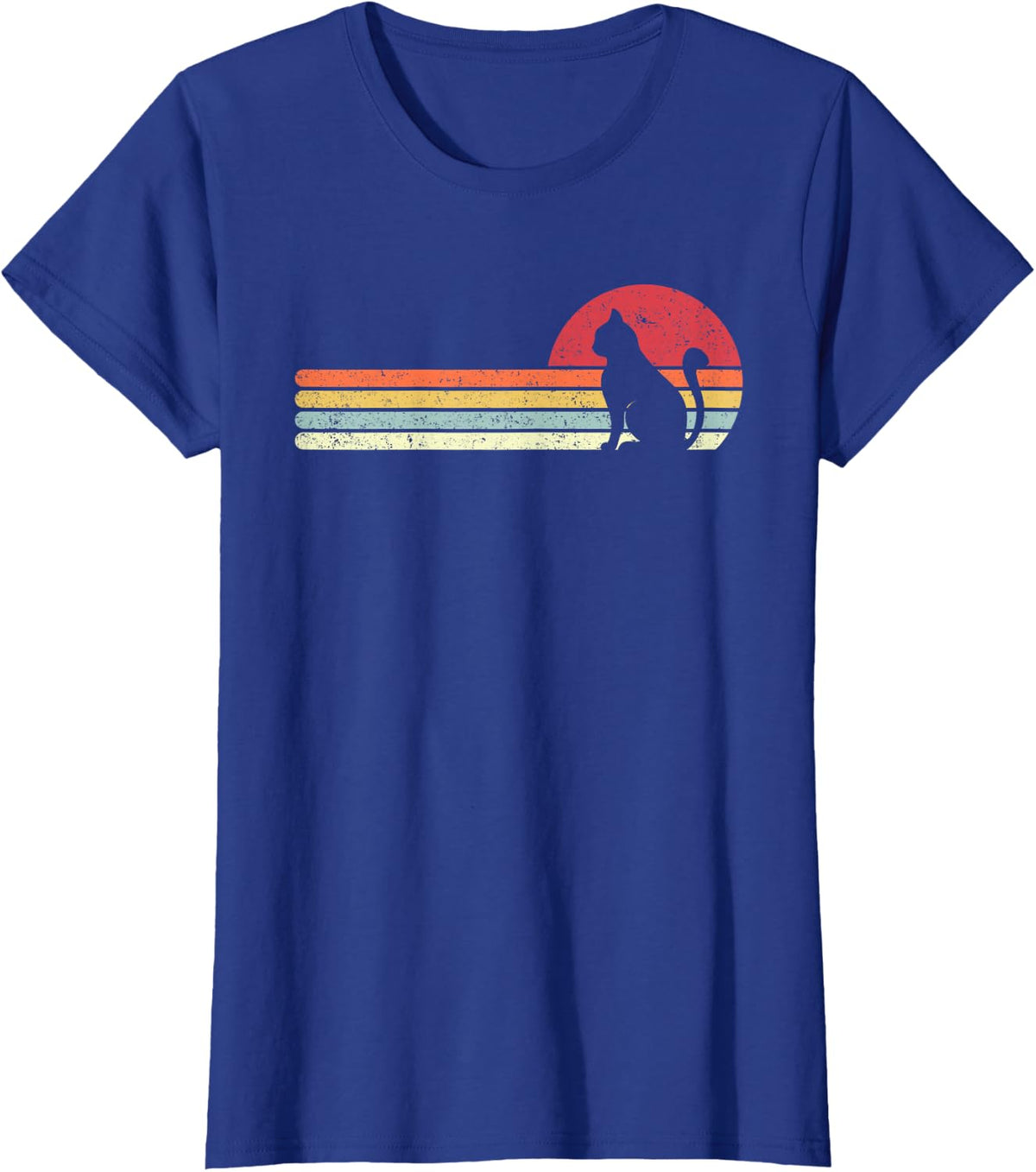 Cat Shirt. Retro Style T-Shirt - Royal Blue