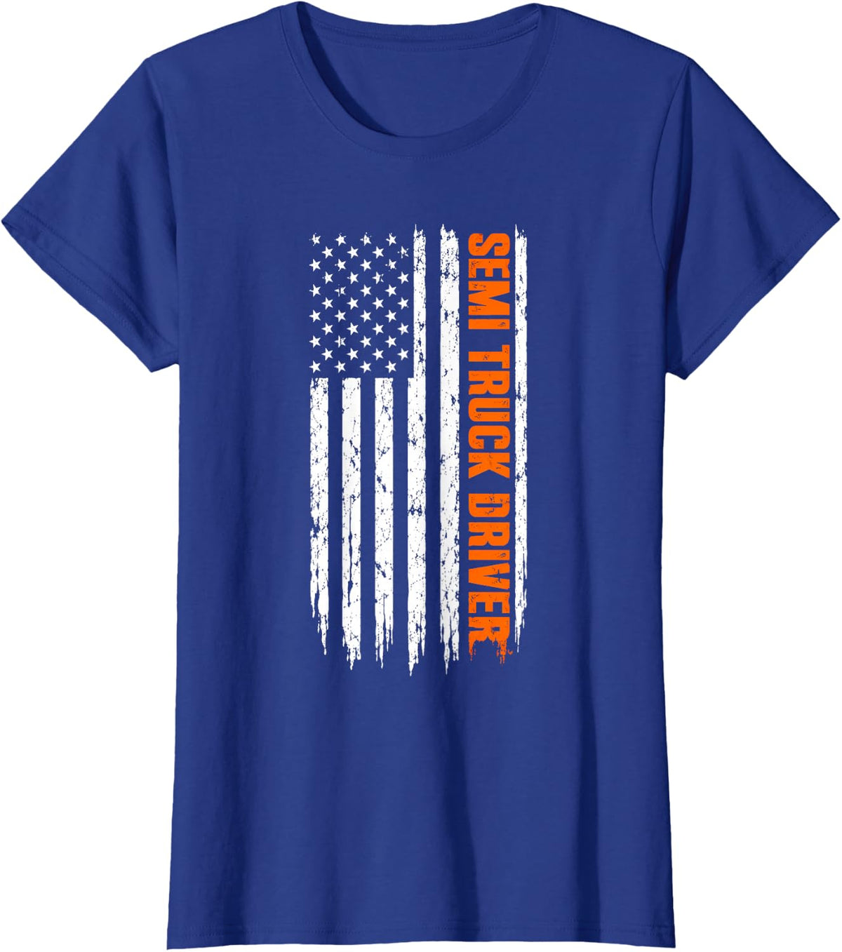 Semi Truck Driver American Flag T-Shirt - Royal Blue