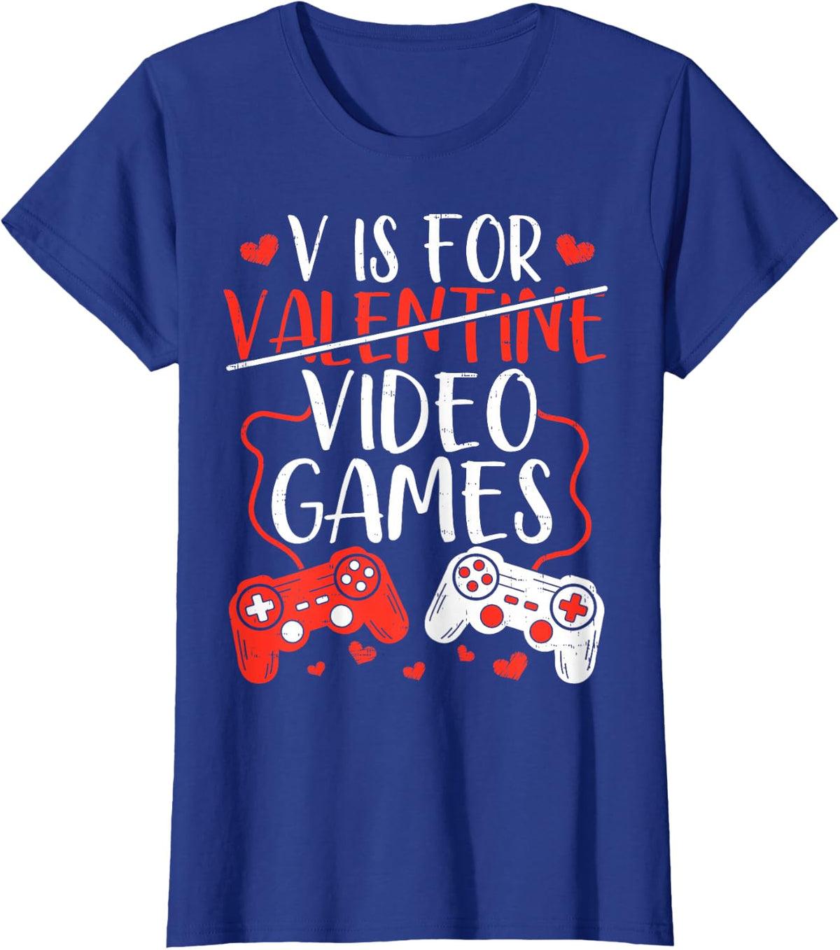 V is for Video Games Valentine Gamer Valentines Day Men Boy T-Shirt - Royal Blue