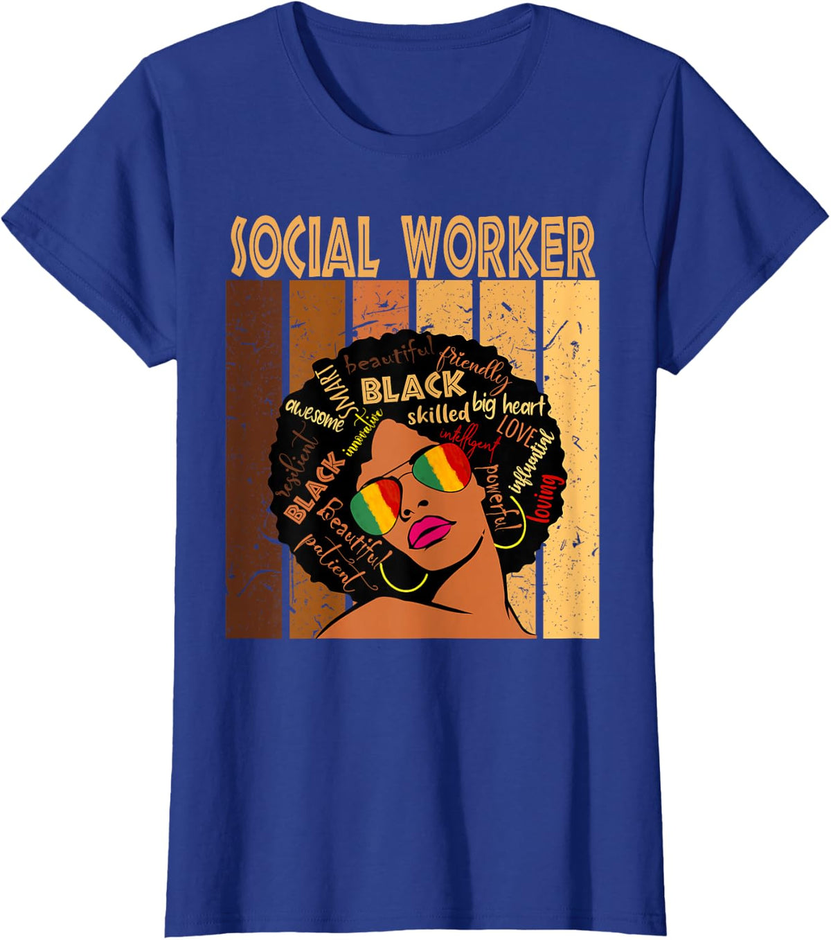 Social Worker Afro-Afroamerikaner Black History Month T-Shirt - Royal Blue