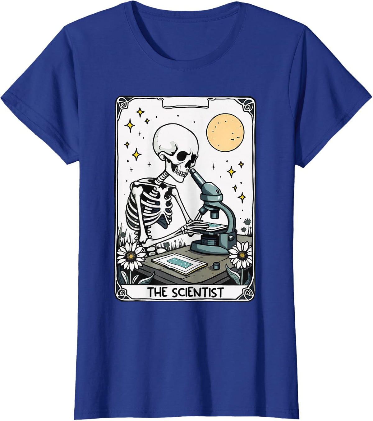 Scientist Tarot Card Skeleton Science Medical Laboratory T-Shirt - Royal Blue