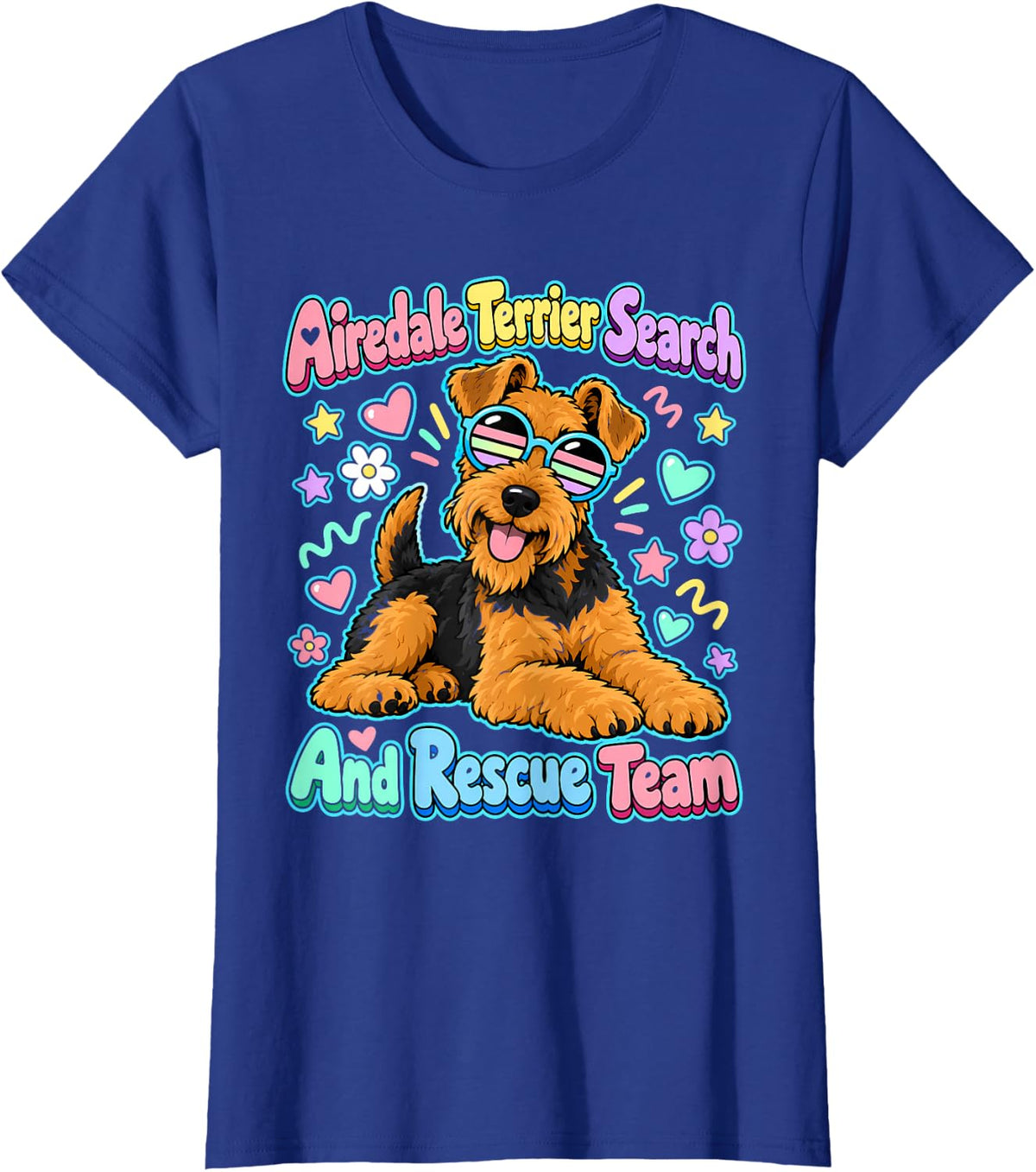 Airedale Terrier Search Rescue Team T-Shirt - Royal Blue