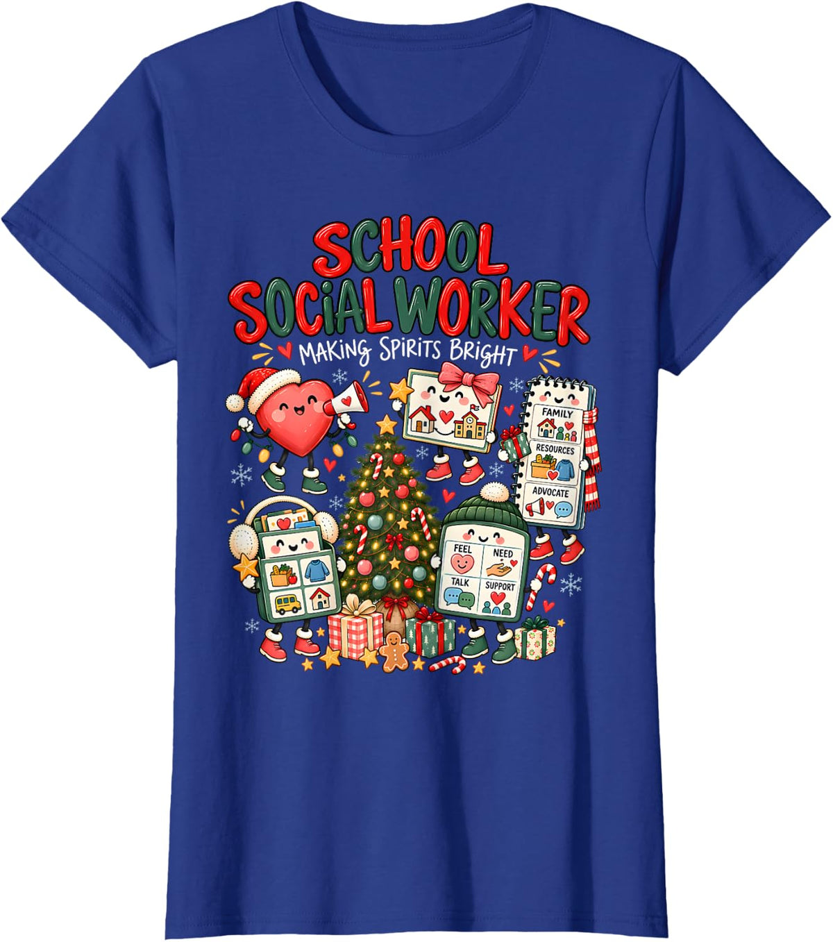 Social Worker Christmas School Social Work Xmas Pajamas T-Shirt - Royal Blue