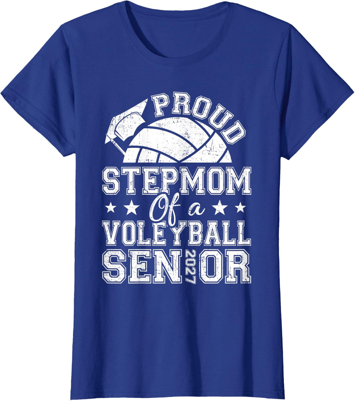 Proud Stepmom of A 2027 Senior Volleyball Graduate T-Shirt - Royal Blue