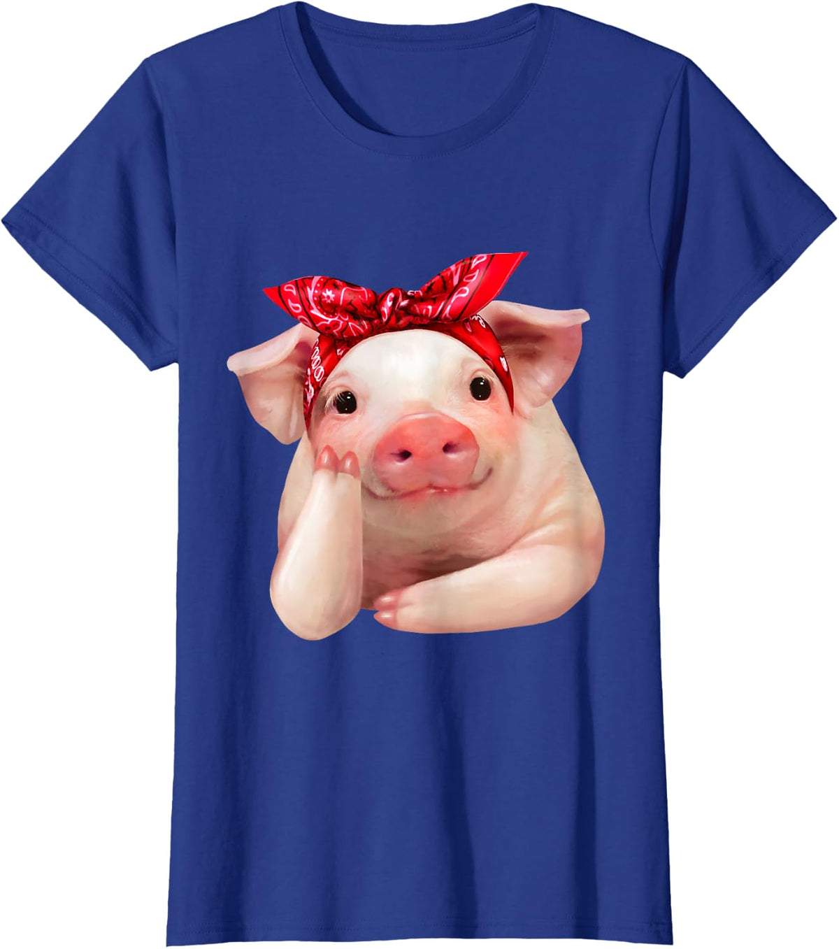 Red Bandanna Pig Funny I Love Piggy T Shirt T-Shirt - Royal Blue