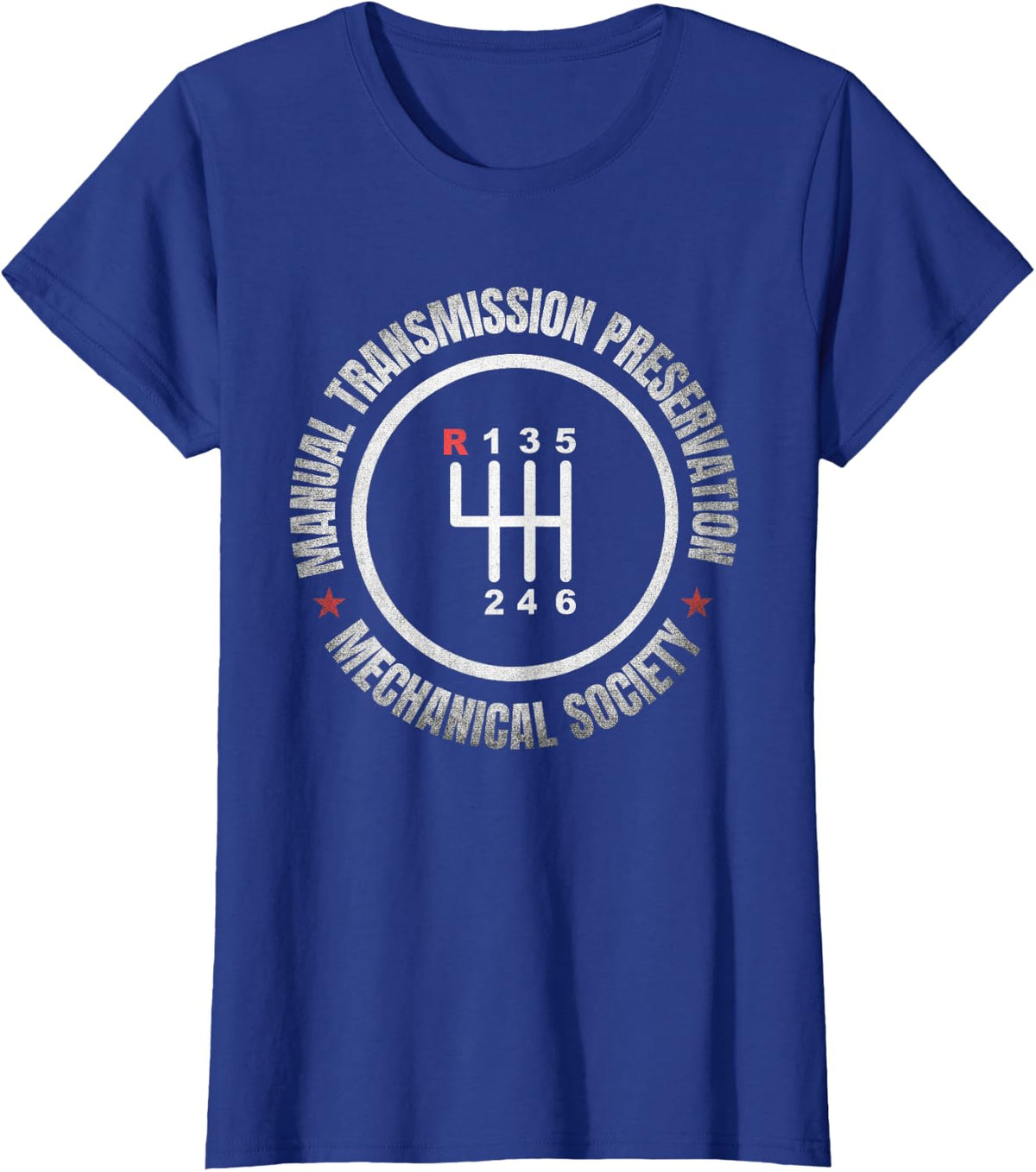 Manual Transmission Preservation Society Gearbox Grunge Tees T-Shirt for Car Enthusiasts - Royal Blue