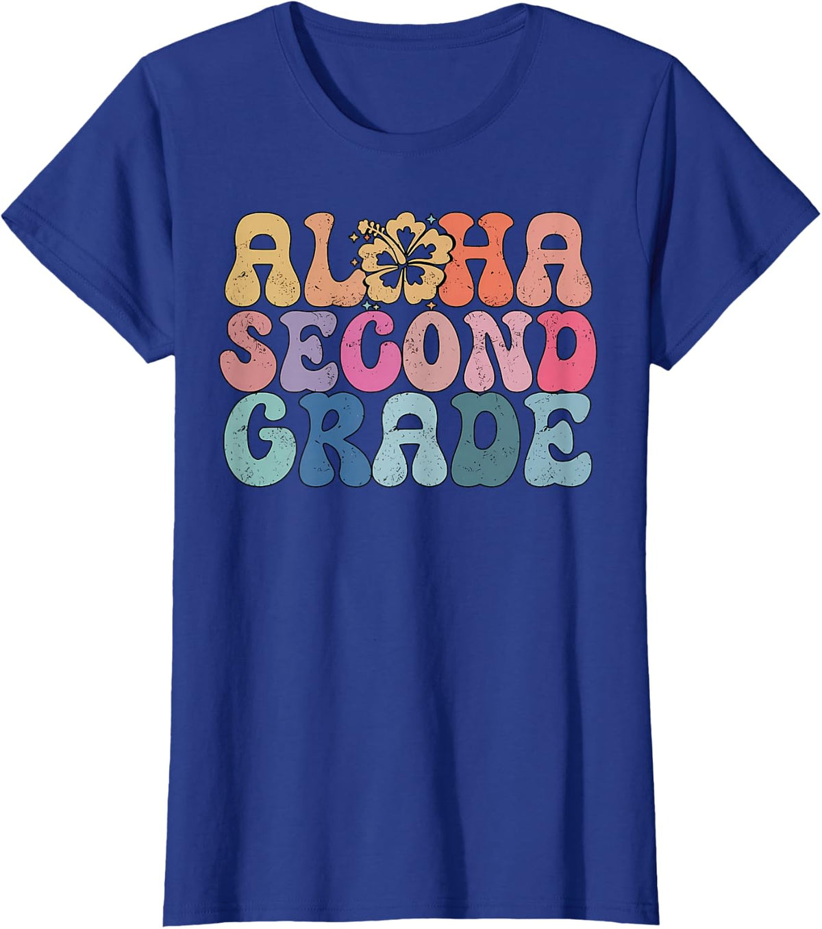 Retro Aloha Second Grade Teacher Life Summer Beach Vacation T-Shirt - Royal Blue