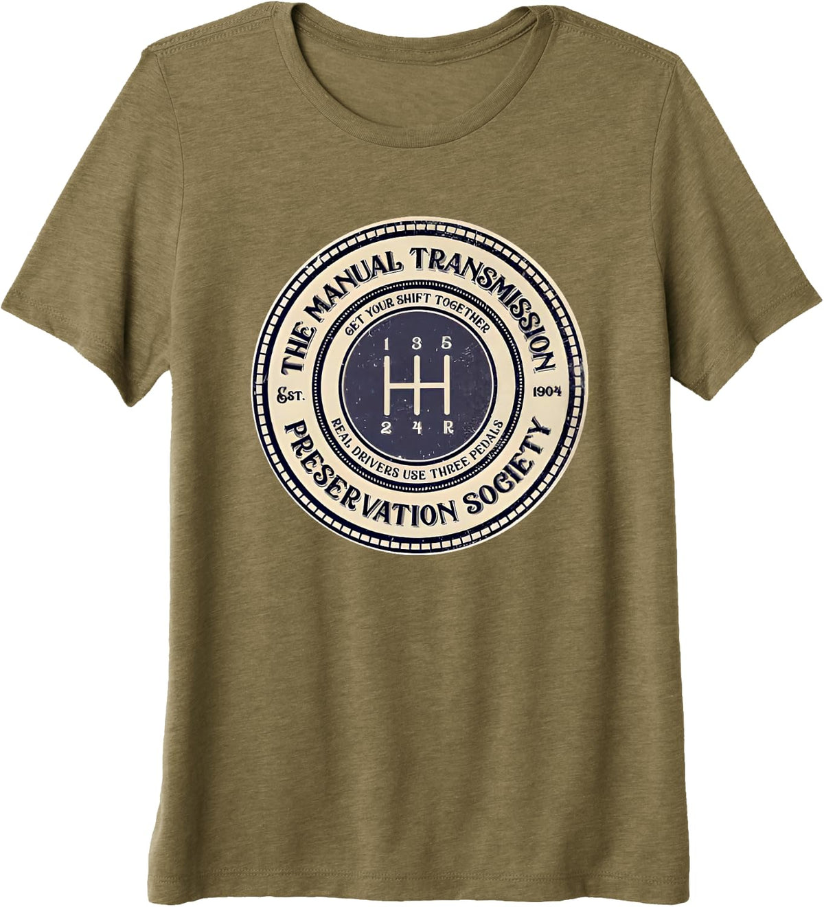 5 Speed The Manual Transmission Preservation Society Premium Tri-Blend T-Shirt - Olive Green