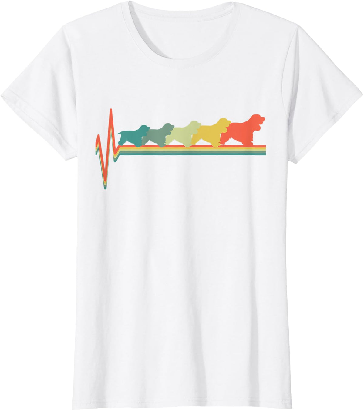 Cocker Spaniel Heartbeat Retro Gift T-Shirt - White
