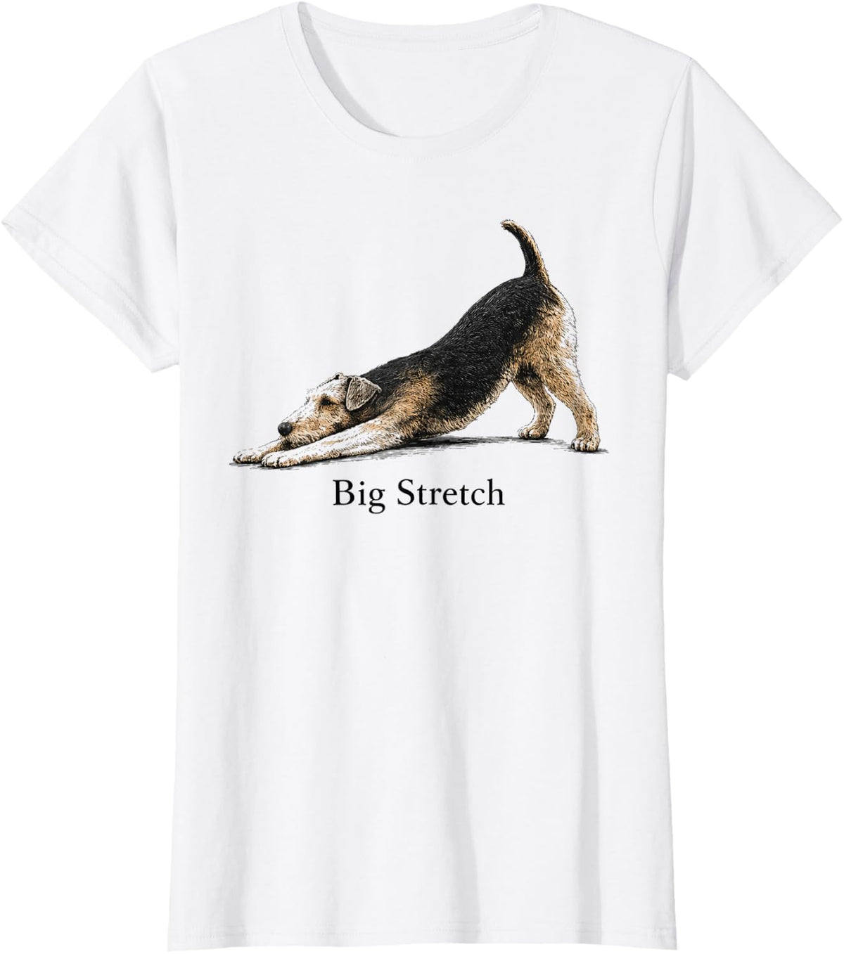 Big Stretch Airedale Terrier Funny Dog Stretching Dog Lover T-Shirt - White