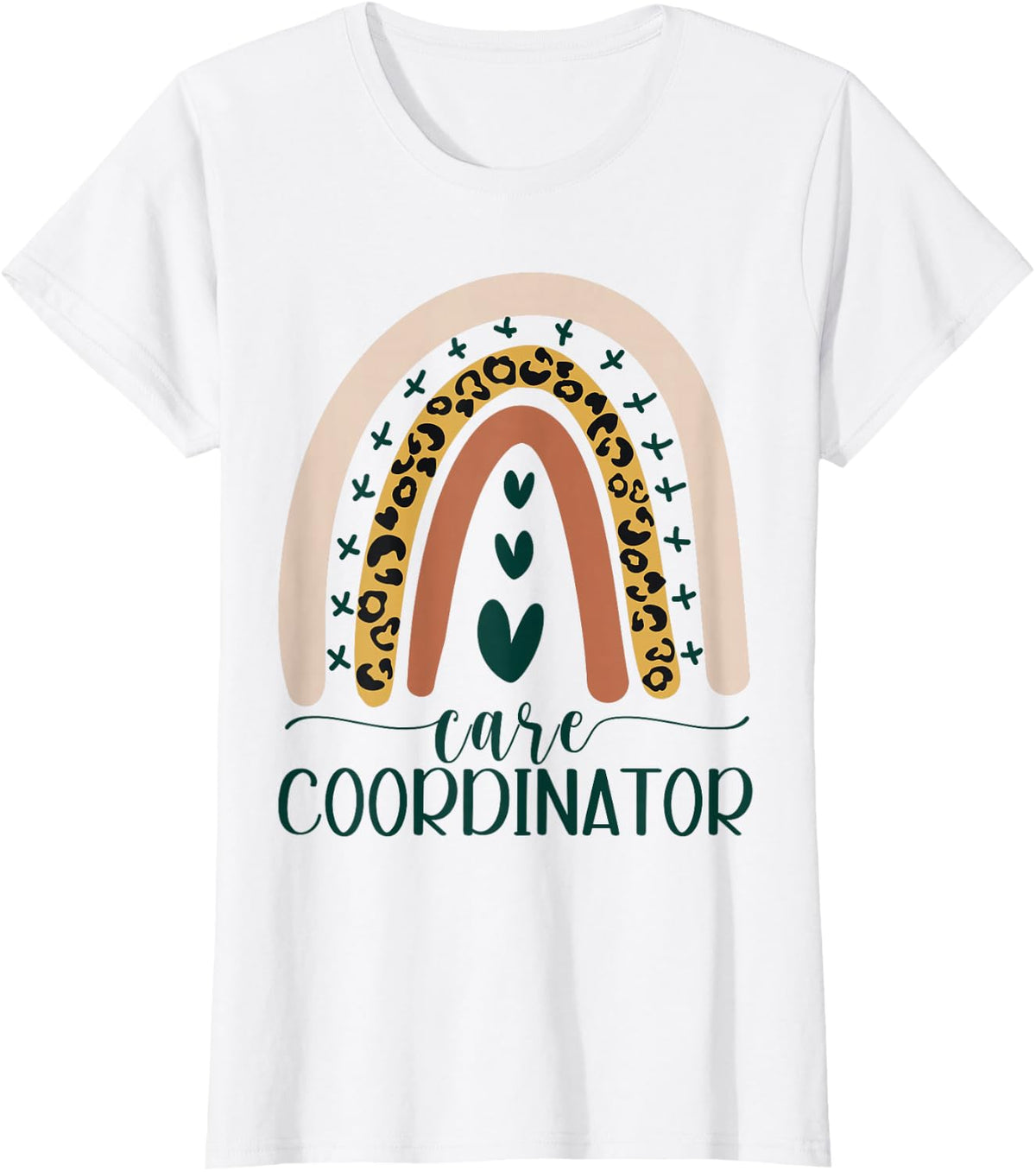 Care Coordinator Case Manager Social Worker Leopard Rainbow T-Shirt - White