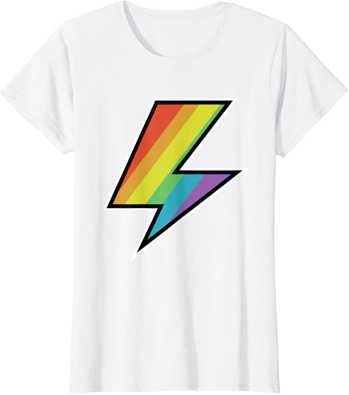 Cool Vintage Rainbow Lightning Bolt LGTBQ Pride T-Shirt - White