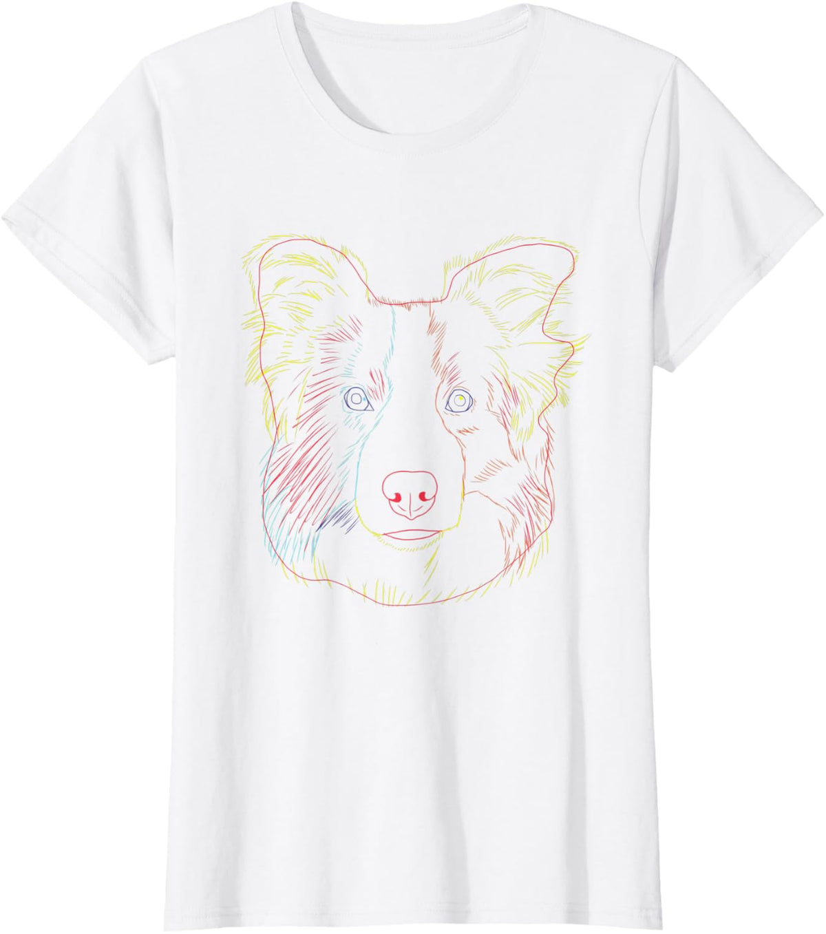 Colourful Dog Border Collie T-Shirt - White