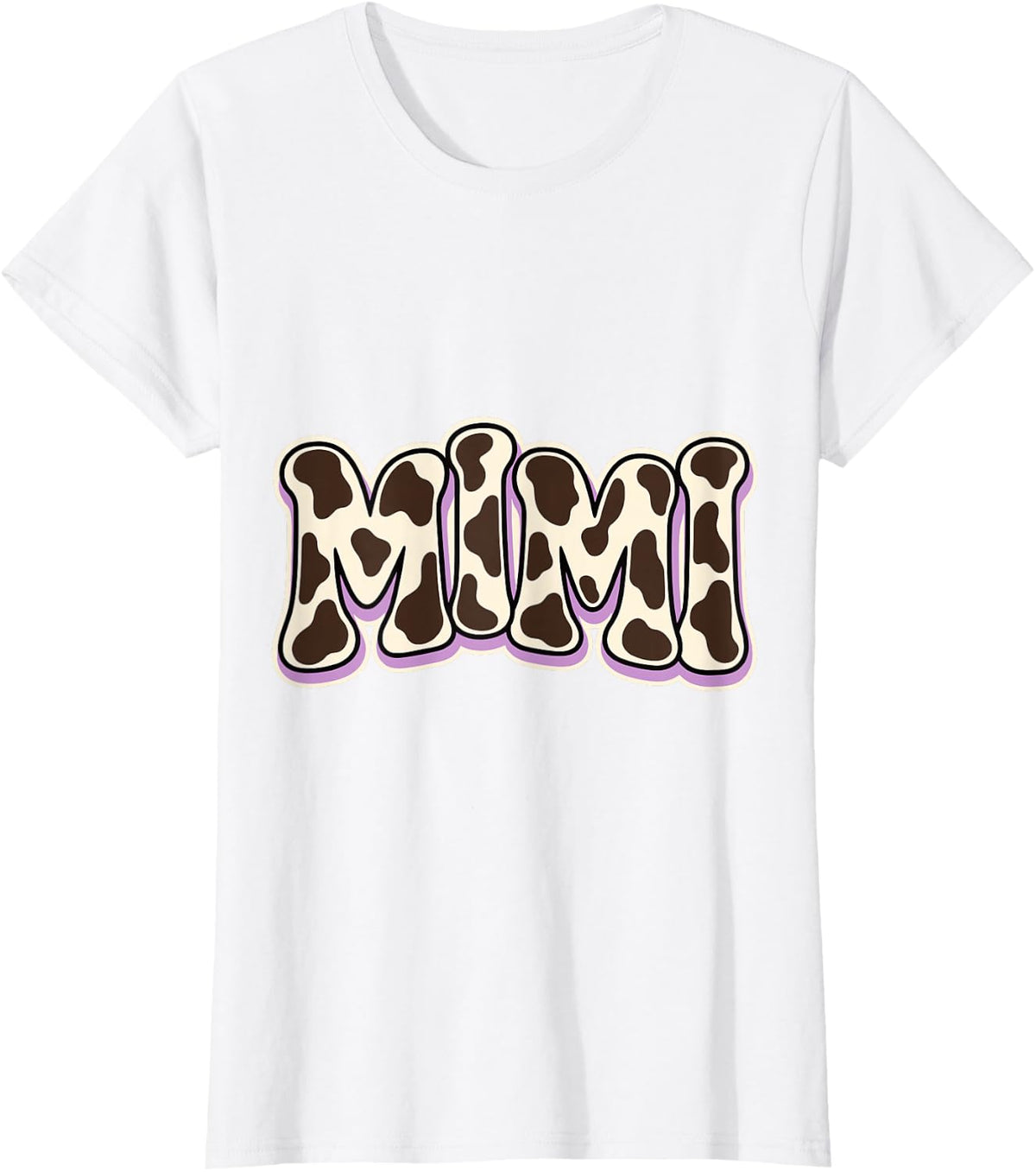 Mimi Cow Print Cow Pattern Family Role Humor T-Shirt - White