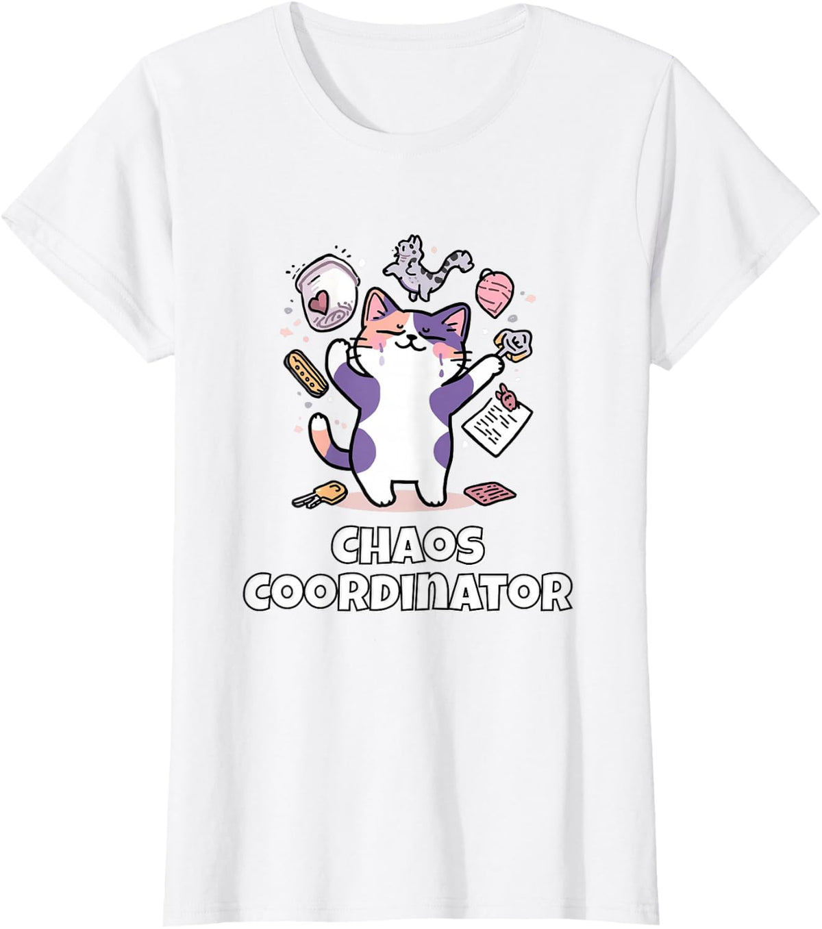 Chaos Coordinator Calico Cat T-Shirt T-Shirt - White